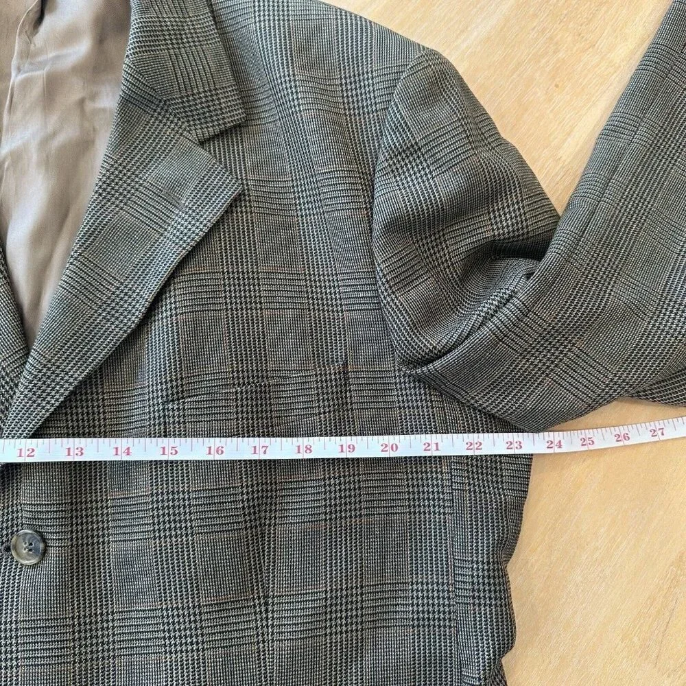 Brooks Brothers 346 Men's 3-Button Blazer Brown Houndstooth‎ 100% Wool Size 44R
